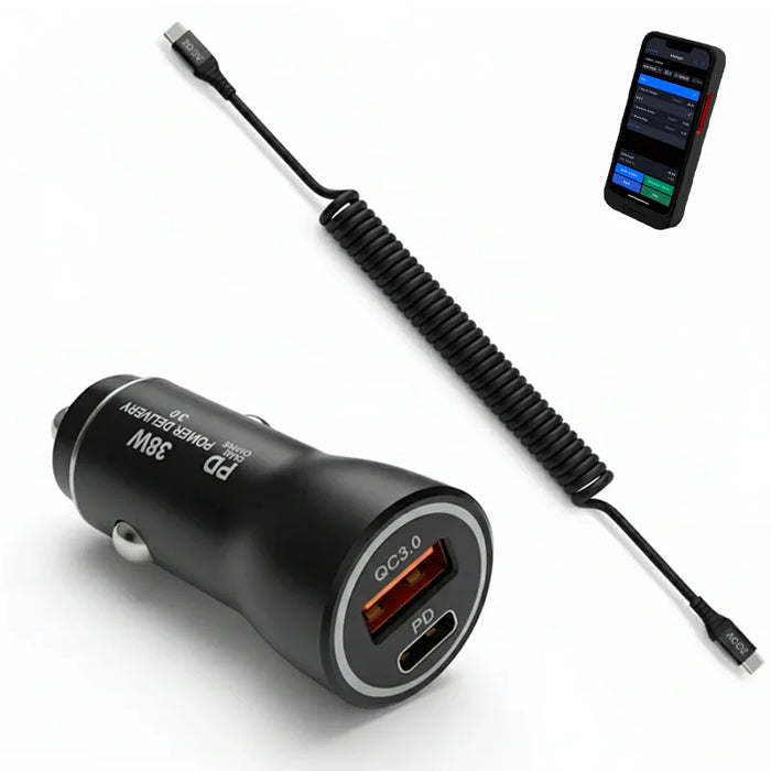 38W Fast Car Charger and USB-C Coiled Cable for Lightspeed Tableside