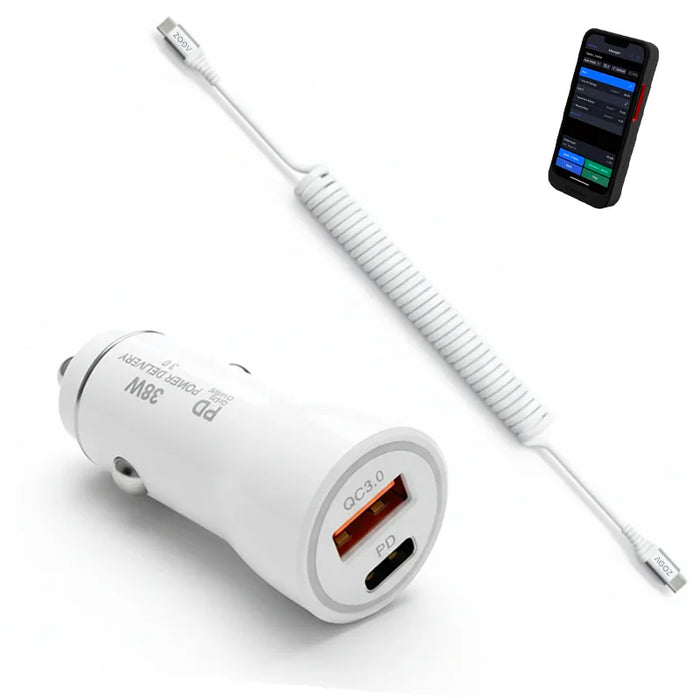 38W Fast Car Charger and USB-C Coiled Cable for Lightspeed Tableside