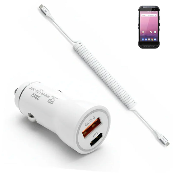 38W Fast Car Charger and USB-C Coiled Cable for Delfi PM85 / PM86