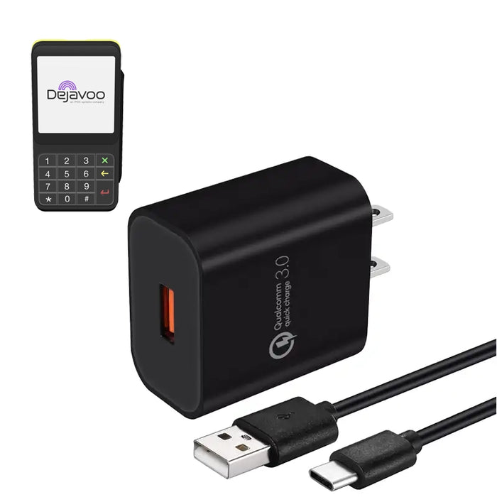 Wall Charger & USB-C Cable for Dejavoo P17 POS Terminal
