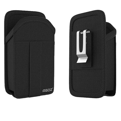 AgozTech rugged Point Mobile barcode scanner holster shown from front and back angles