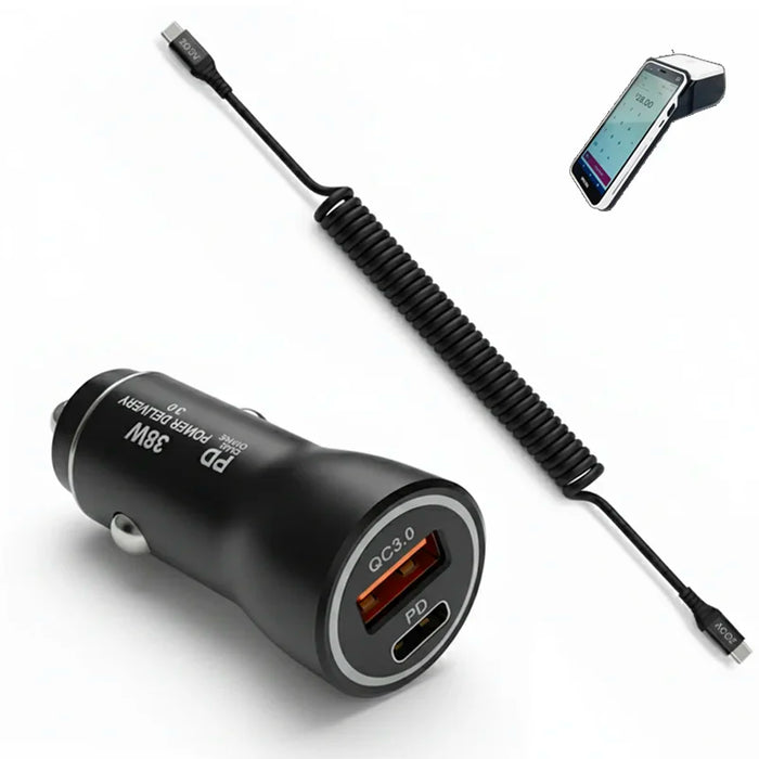 38W Fast Car Charger and USB-C Coiled Cable for Spectra S1/ S1 Plus POS
