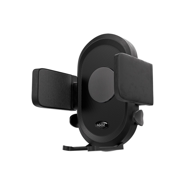 Close-up of AgozTech vehicle cradle holder with side grips and bottom support for Chainway mobile scanners.
