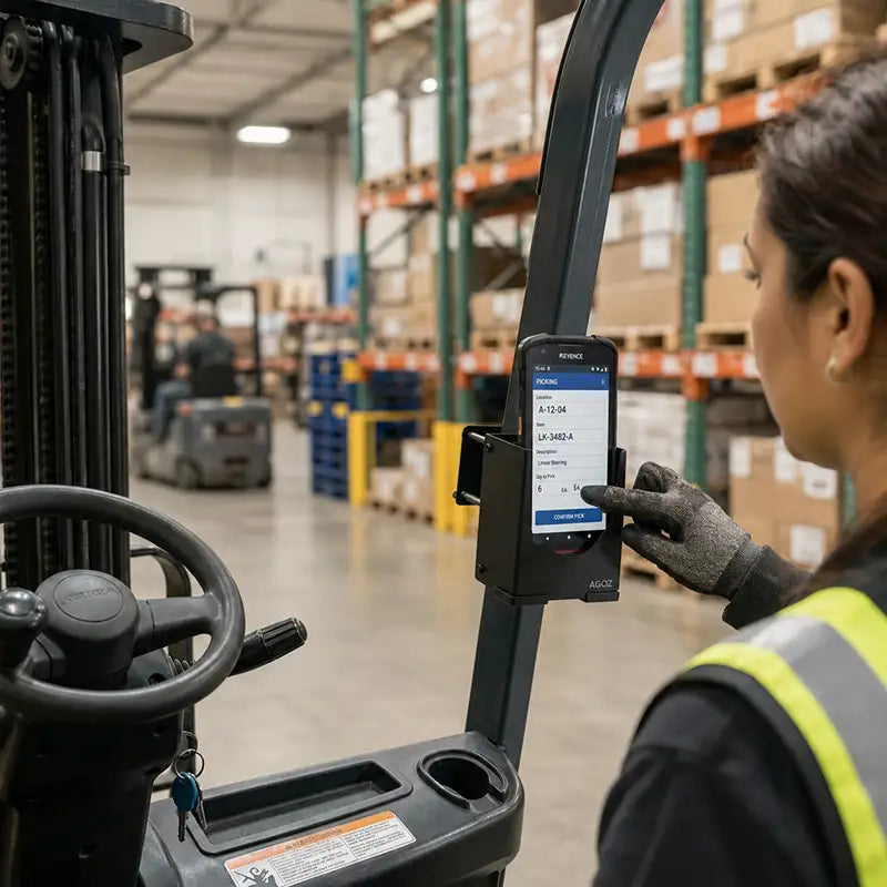 Soporte para acceso al escáner Keyence en movimientos de producción y almacén