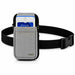 Agoz gray myPOS terminal holster with adjustable black waist belt, quick-release buckle, and front accessory pocket.