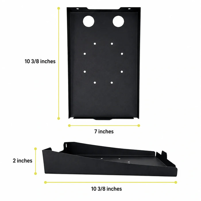 AgozTech Honeywell printer wall mount shelf dimensions showing 10 3/8 inch length, 7 inch width, and 2 inch height