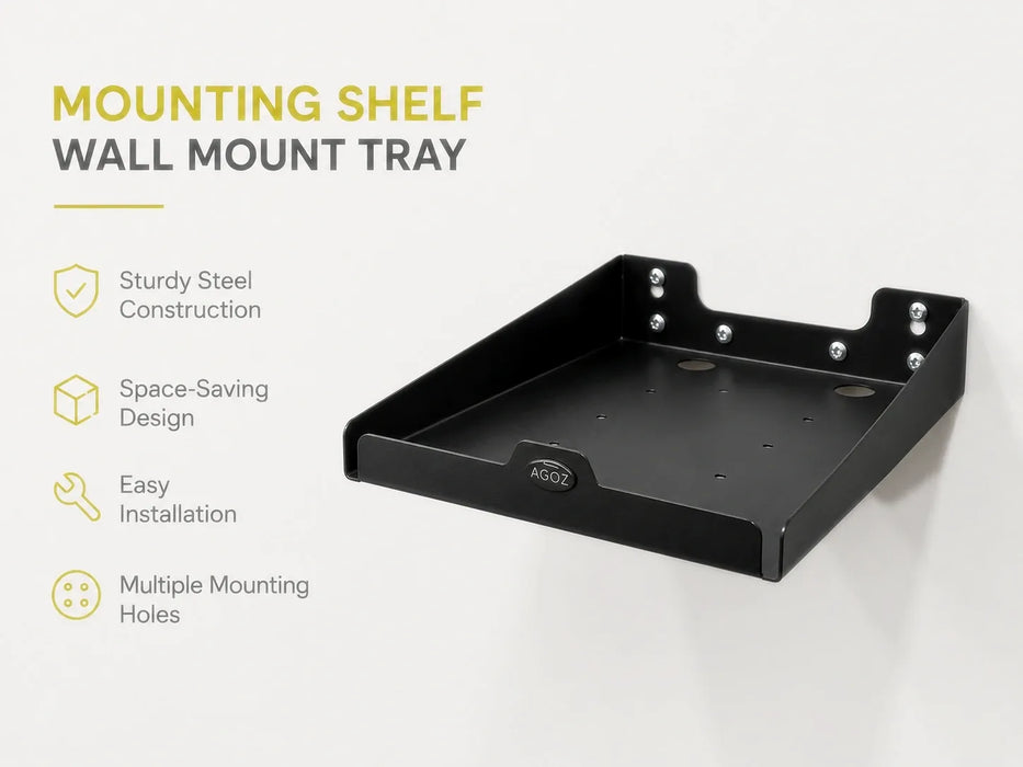 AgozTech black stainless steel mounting shelf tray for Honeywell printers with wall mounting holes