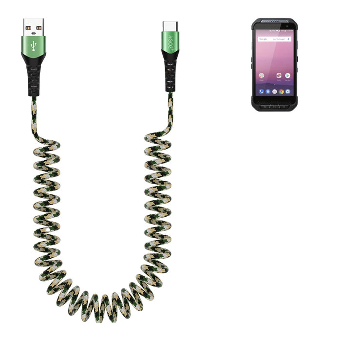 Coiled USB-C Fast Charging Cable for Delfi PM85 / PM86 Mobile Computer