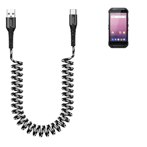 Coiled USB-C Fast Charging Cable for Point Mobile PM85 / PM86 Scanner