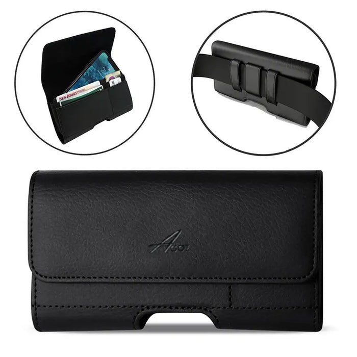 Leather Wallet Case with Belt Clip and Loop