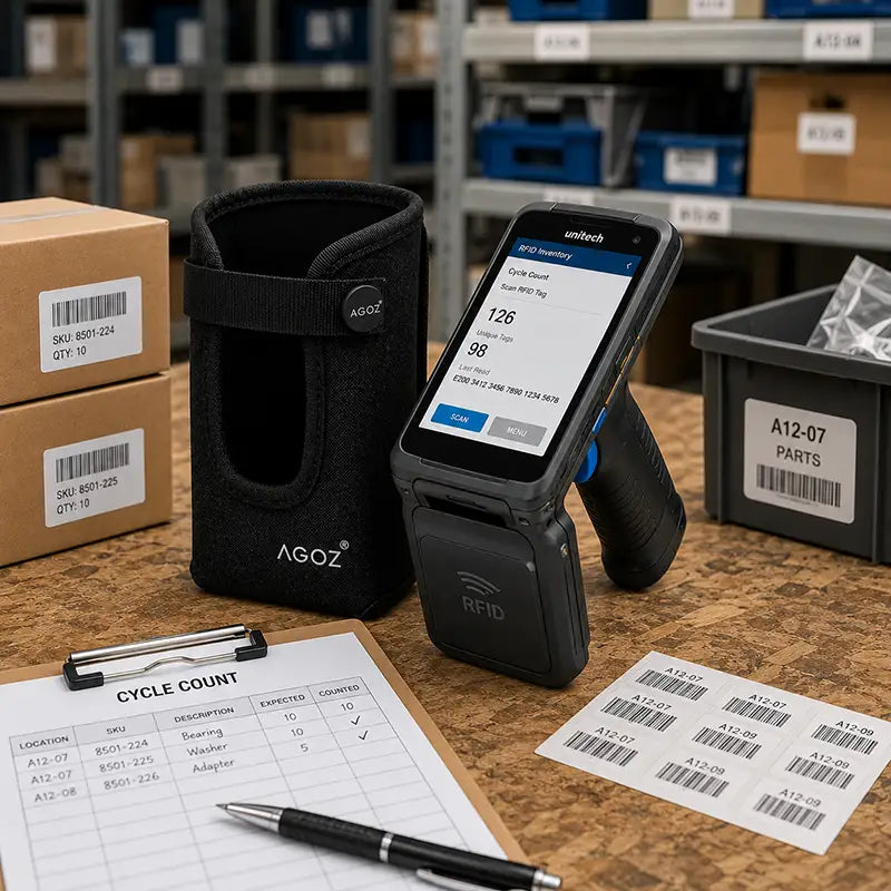 Ajuste y Funcionalidad para Funda de Transporte del Lector RFID Unitech