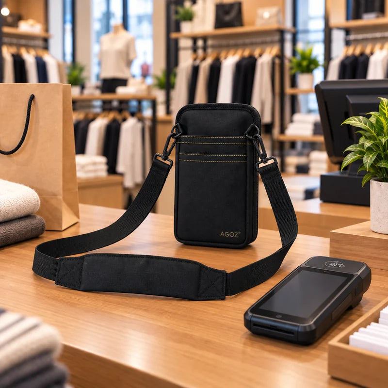 Ajuste y funcionalidad para la funda cruzada de Adyen POS