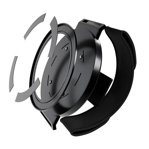Exploded view of Tablet Hand Grip for Rugged Panasonic Tablets with rotating mount and adjustable hand strap