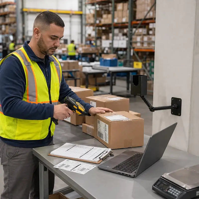 Construya estaciones de escaneo Datalogic para áreas de trabajo de alto volumen