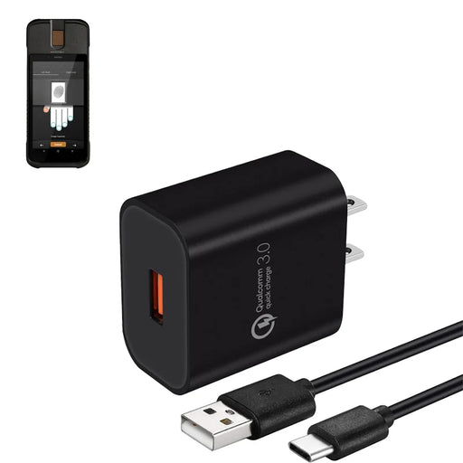 Wall Charger USB-A to USB-C Cable for Credence 3 Biometric ID Scanner