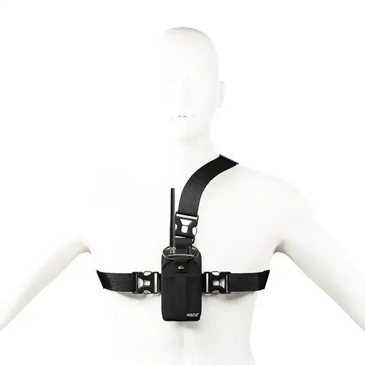 AgozTech chest harness holster holding Uniden radio scanner on mannequin