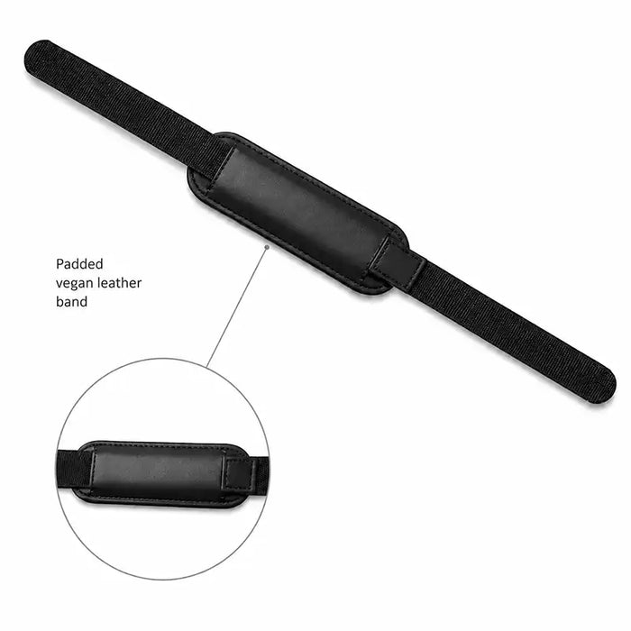 AgozTech replacement hand strap showing the black vegan leather band and stitched padded grip section.