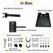 In-box contents for the Agoz Star Micronics printer tray pole mount, including swing arm, printer shelf, shelf assembly kit, and pole mounting kit.