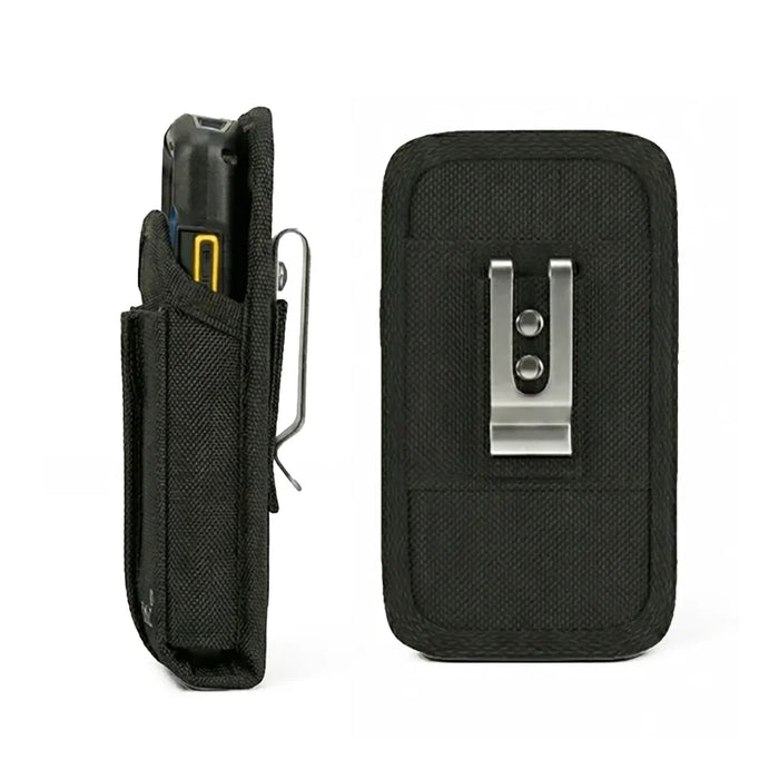 AgozTech black holster case for Zebra TC58 TC58e handheld mobile computer, side and back view