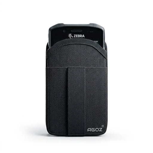 AgozTech black holster case holding Zebra TC53 mobile computer, front view